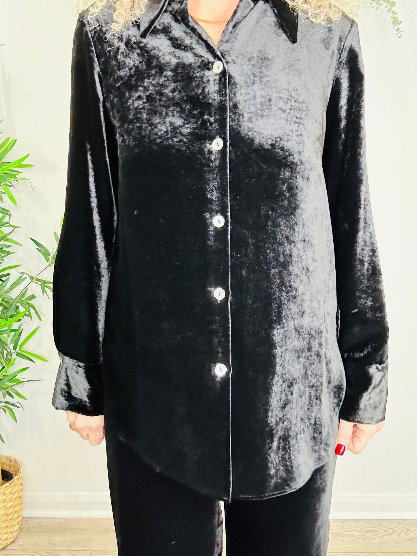 Velvet Shirt & Trouser Set - Size M