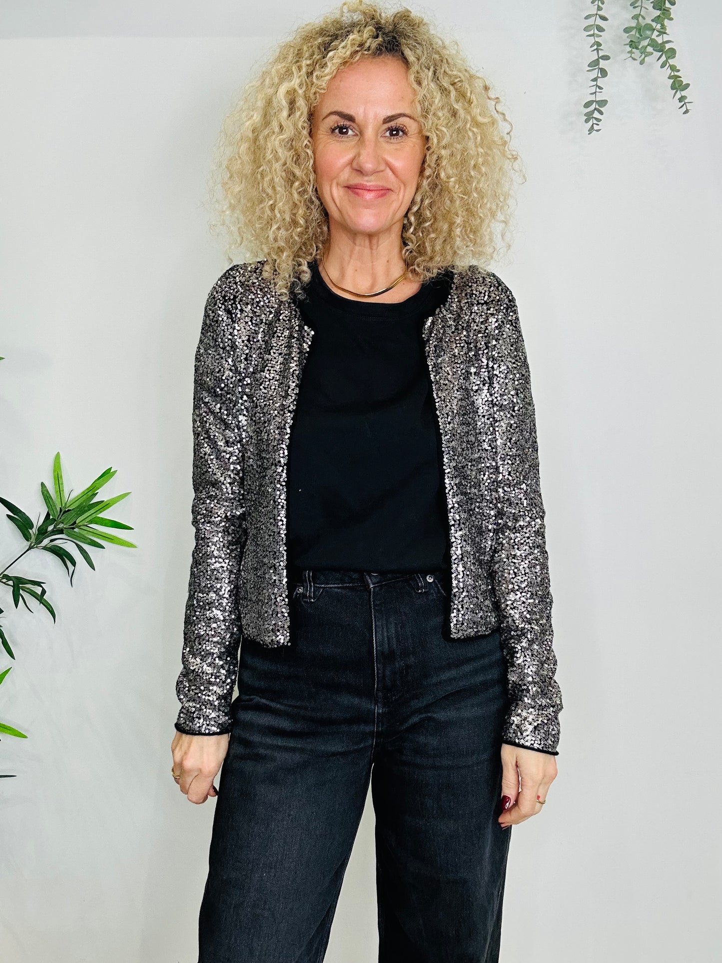 Sequin Open Cardigan - Size M