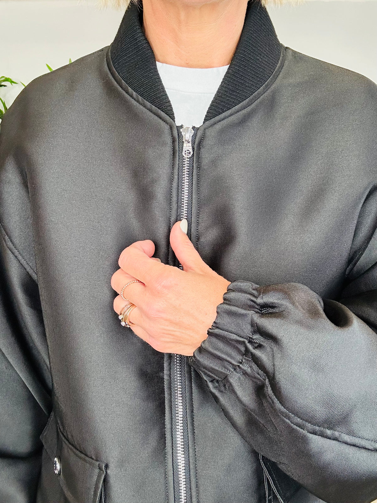 Satin Bomber Jacket - Size 2