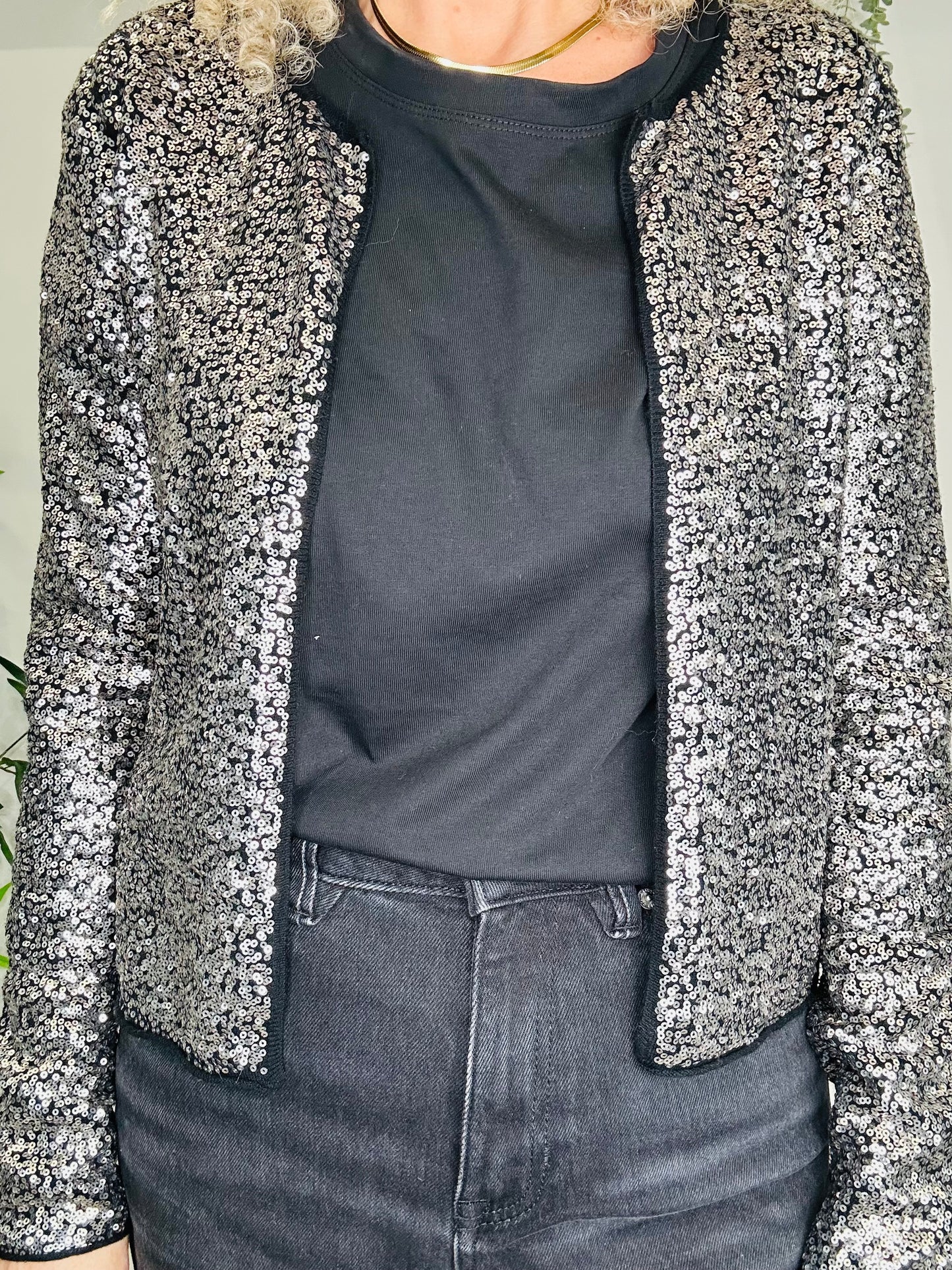 Sequin Open Cardigan - Size M