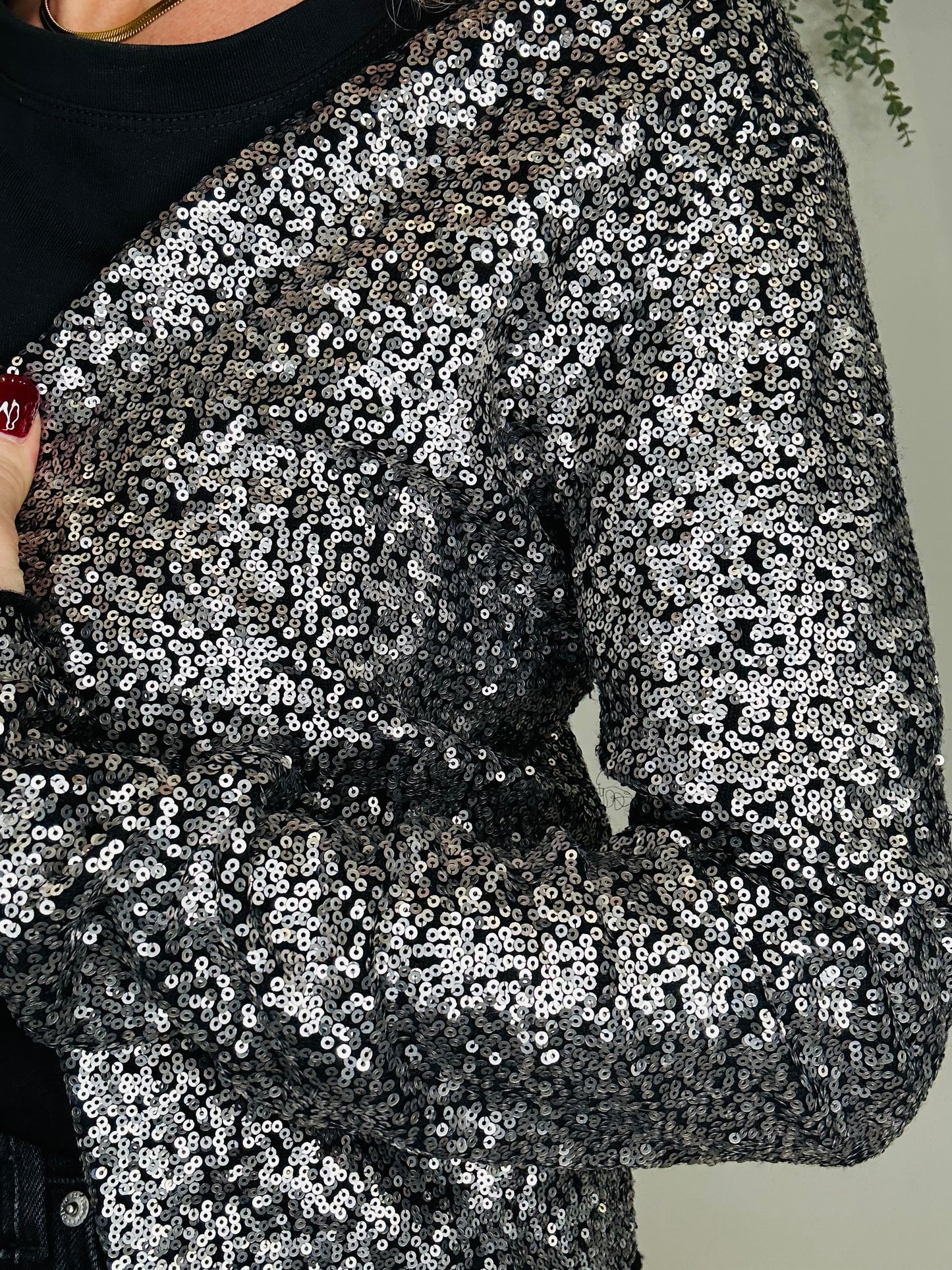 Sequin Open Cardigan - Size M