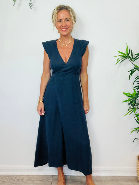 Linen Wrap Dress - Size M