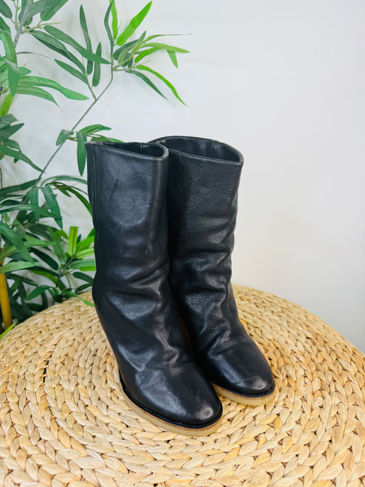 Totam Wedge Leather Boots - Size 38