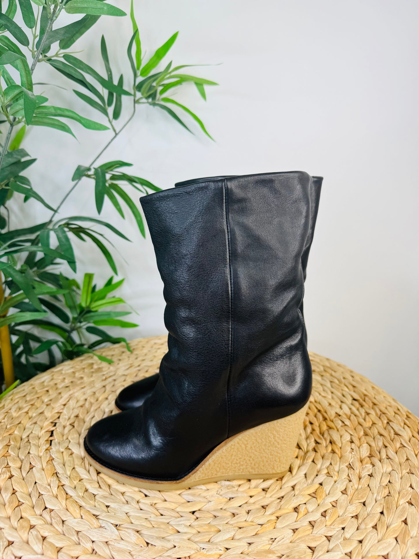 Totam Wedge Leather Boots - Size 38