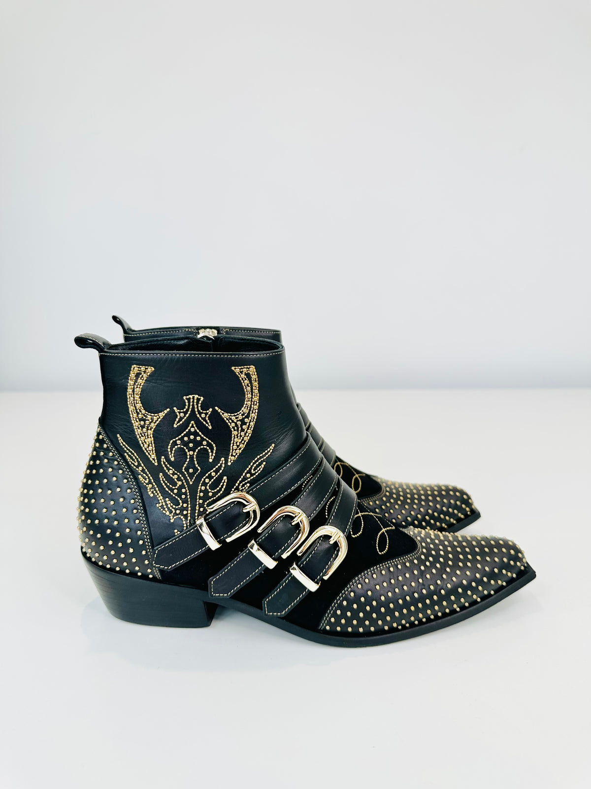 Penny Studded Leather Boots - Size 38