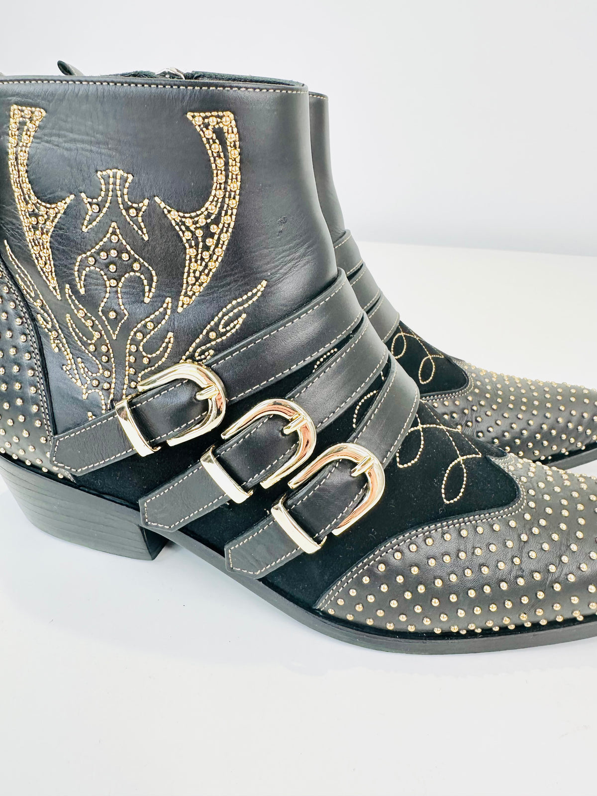 Penny Studded Leather Boots - Size 38