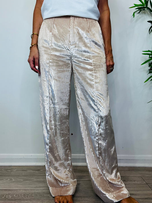 Metallic Striped Trousers - Size 38