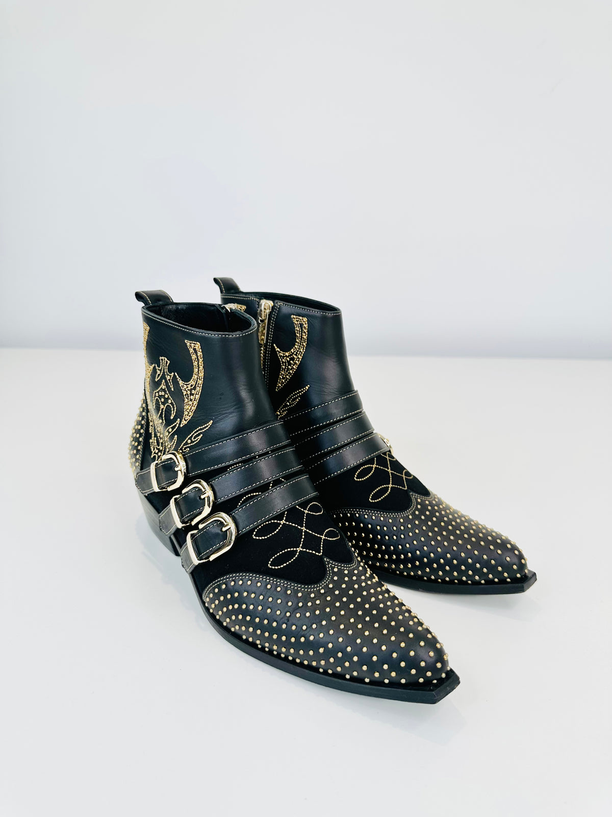 Penny Studded Leather Boots - Size 38