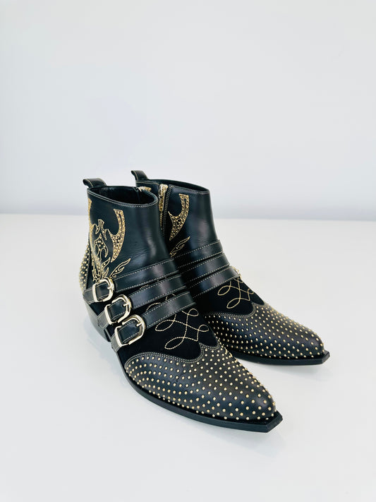Penny Studded Leather Boots - Size 38