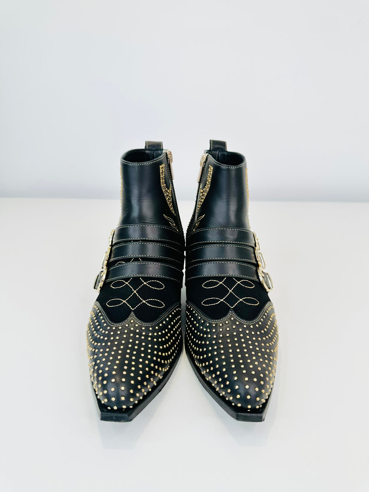 Penny Studded Leather Boots - Size 38