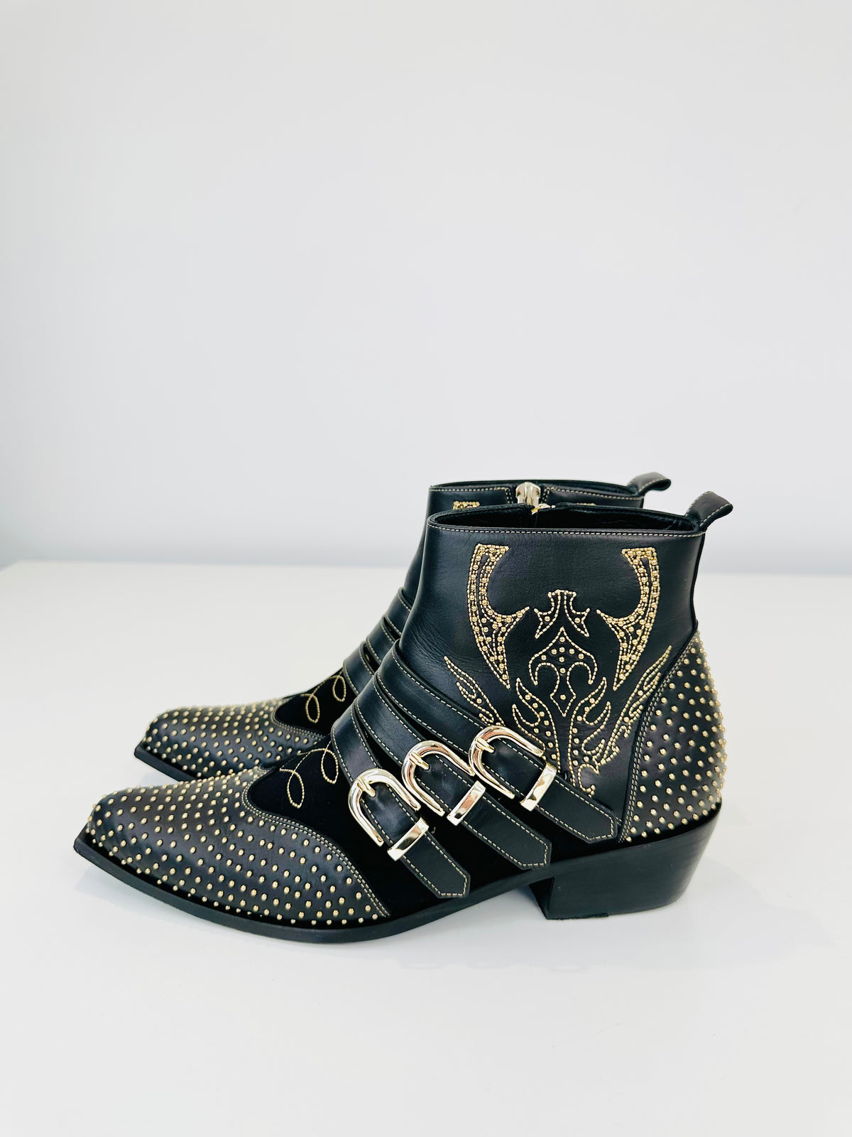 Penny Studded Leather Boots - Size 38
