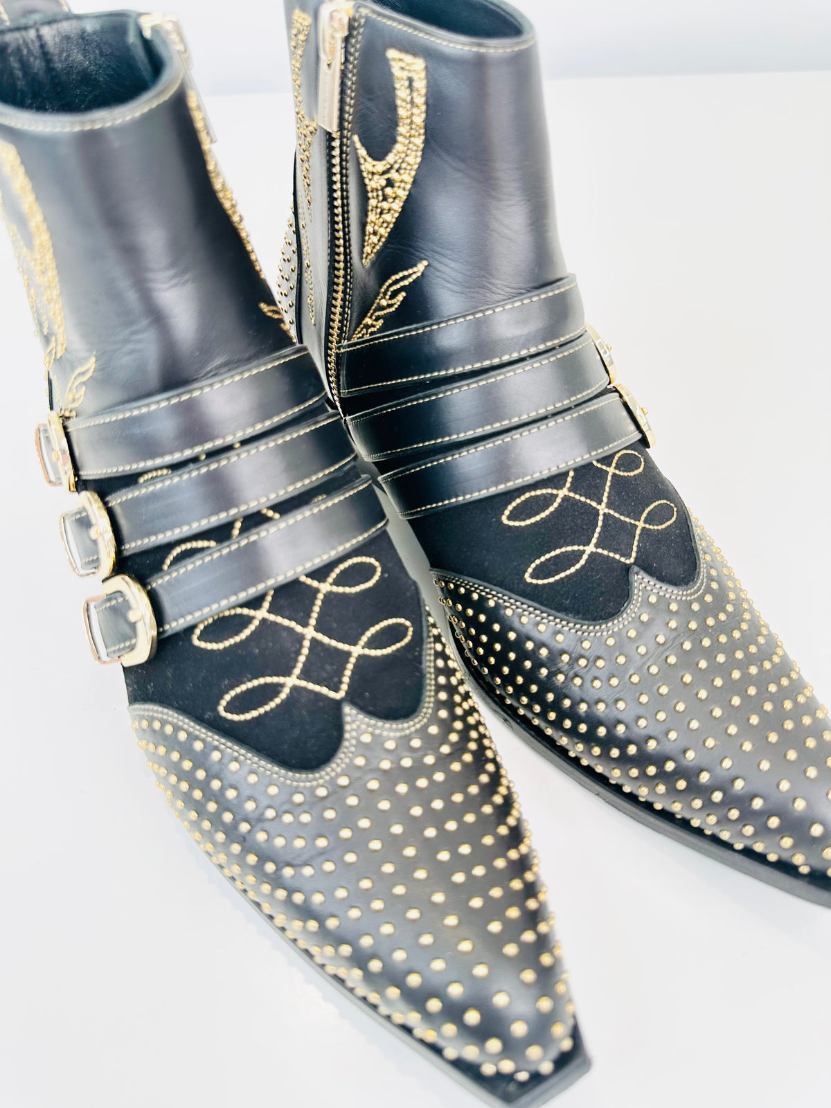 Penny Studded Leather Boots - Size 38