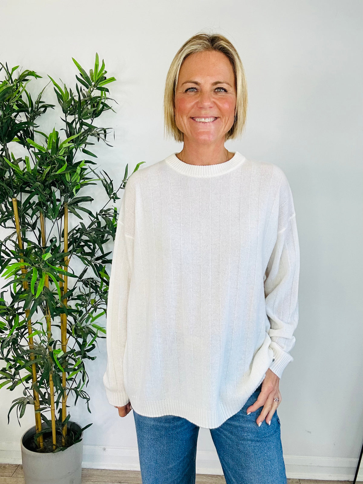 Rib Knit Cashmere Jumper - Size XS