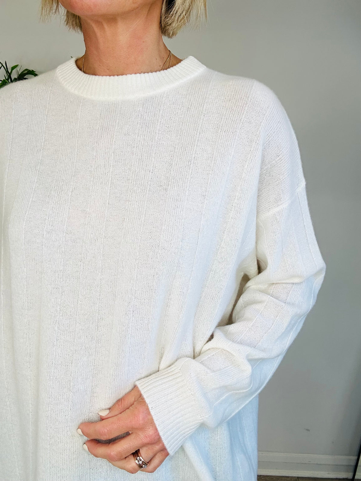 Rib Knit Cashmere Jumper - Size XS