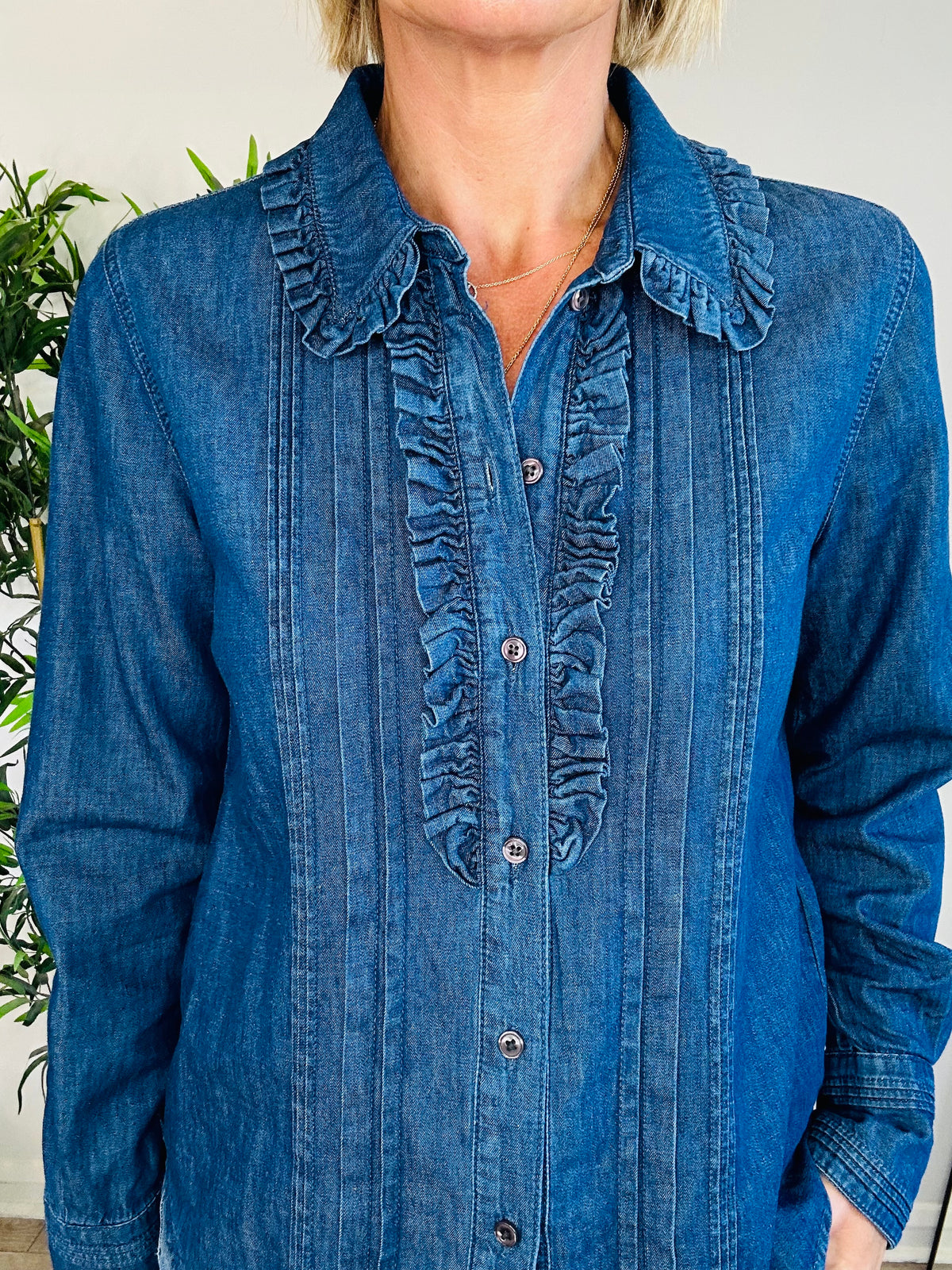 Frill Denim Shirt - Size 10