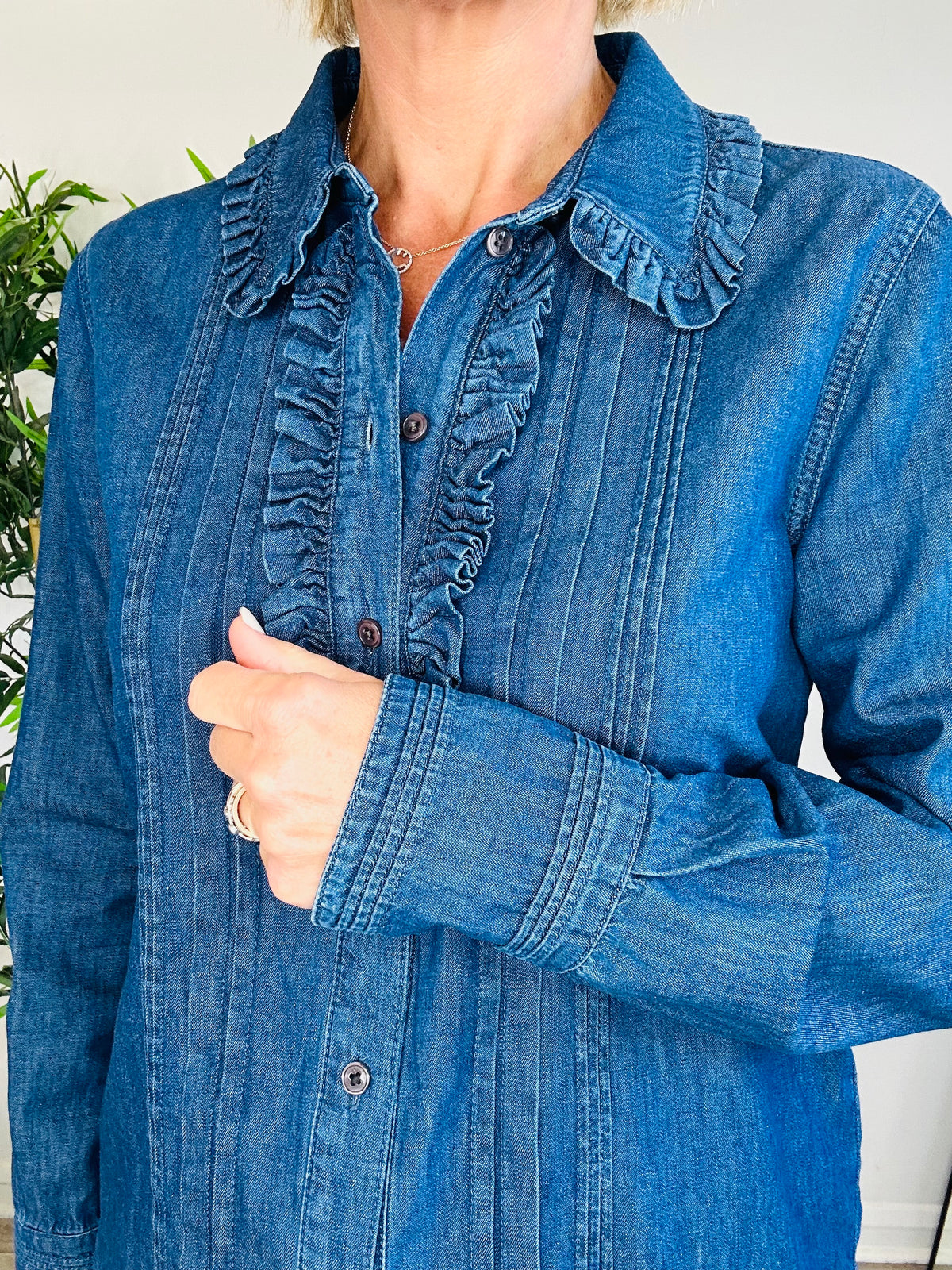 Frill Denim Shirt - Size 10