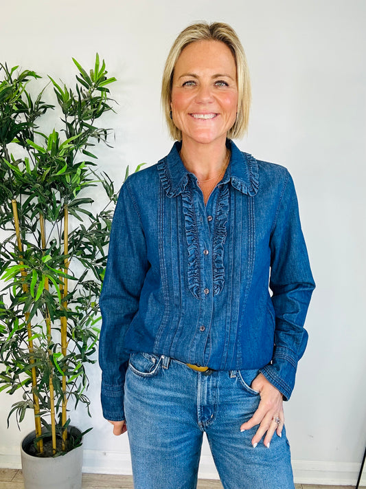 Frill Denim Shirt - Size 10