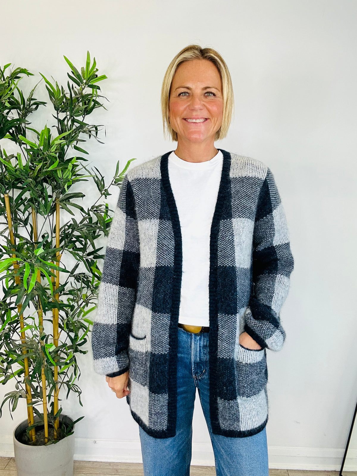 Check Mohair Cardigan - Size 1