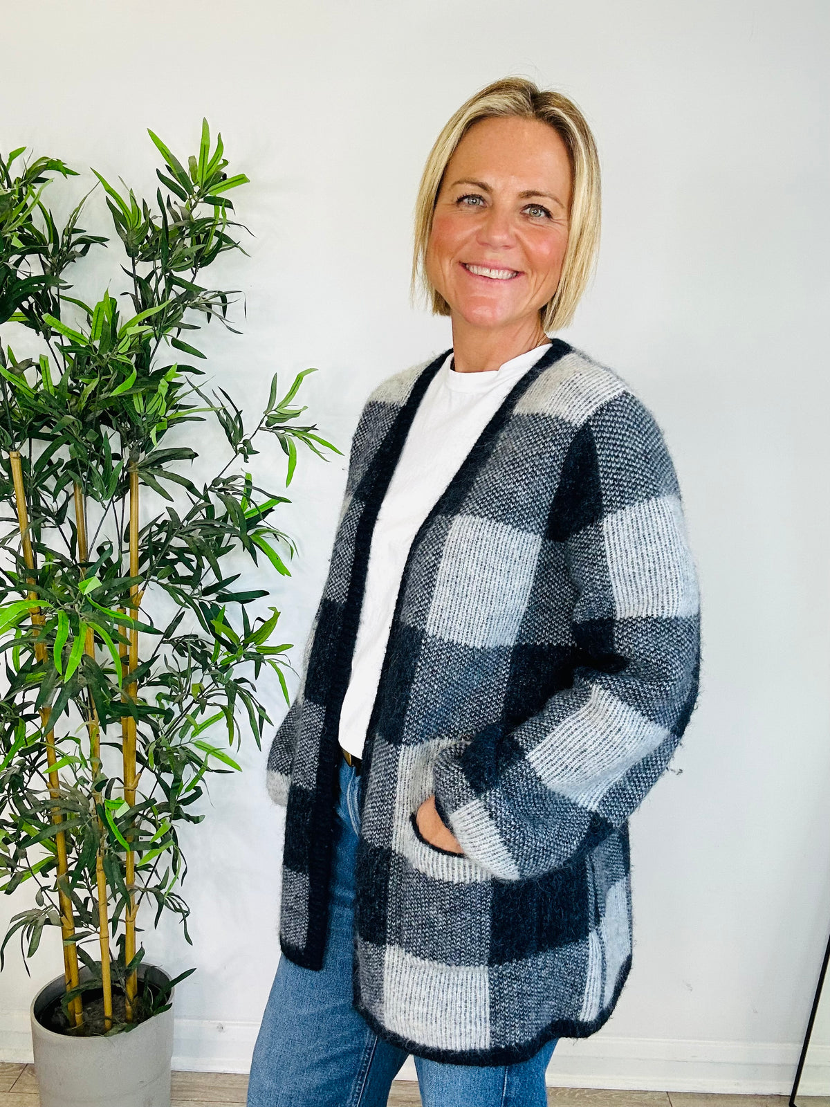 Check Mohair Cardigan - Size 1