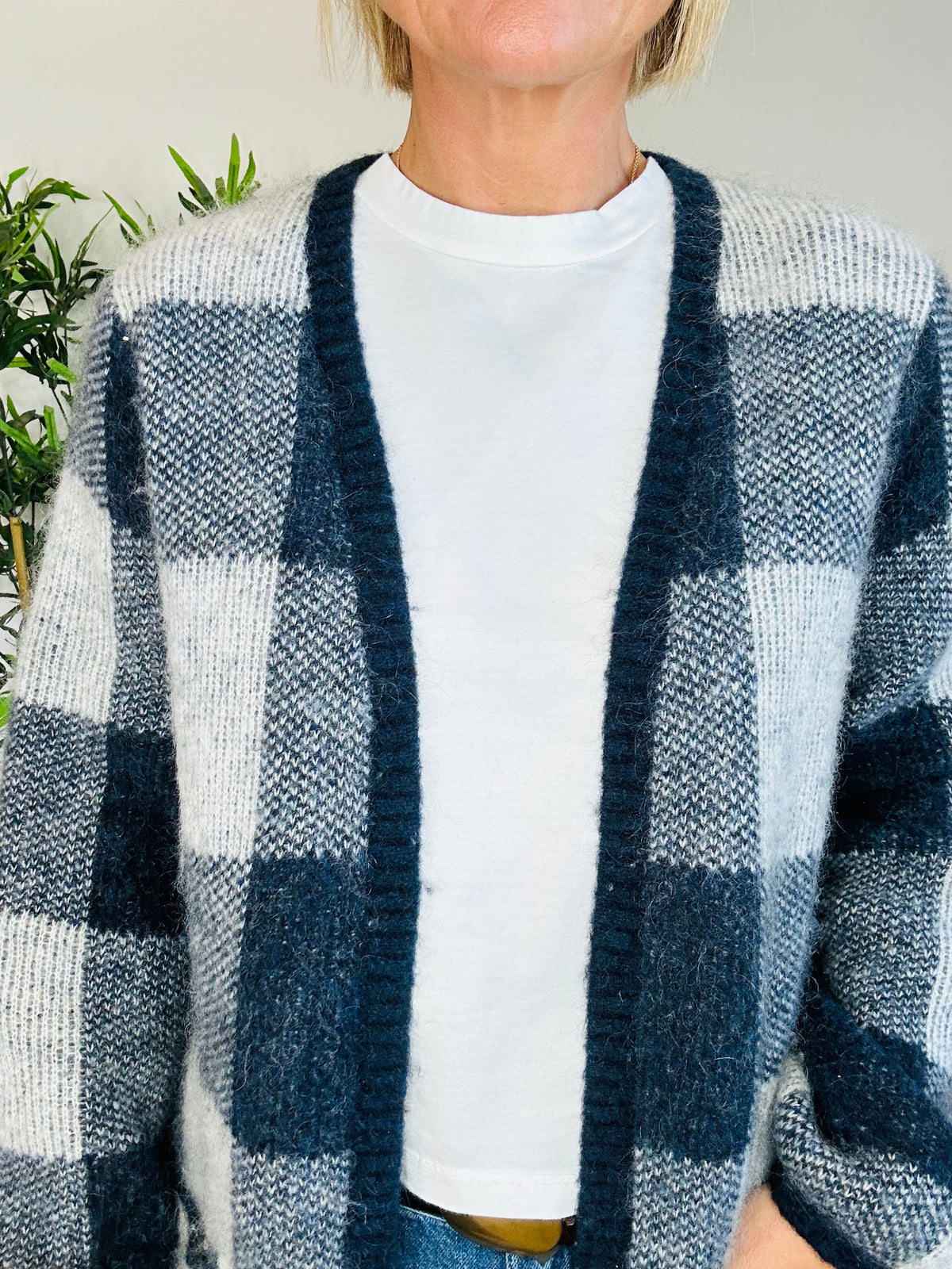 Check Mohair Cardigan - Size 1