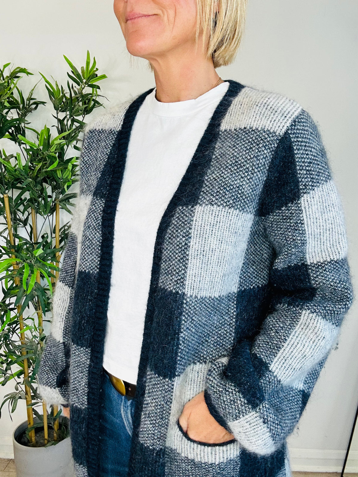 Check Mohair Cardigan - Size 1