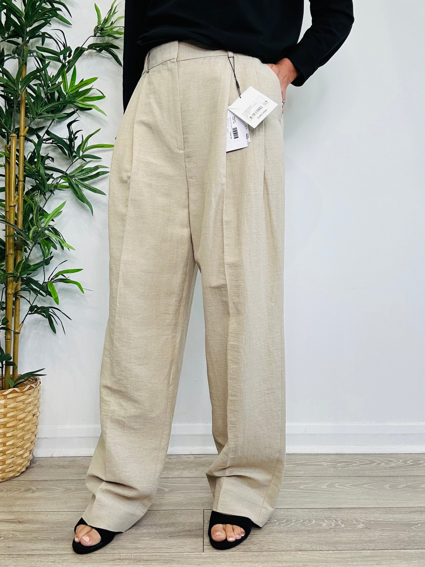 Linen Double Pleat Trousers - Size 40