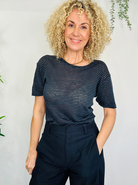Striped Linen Tee - Size XS