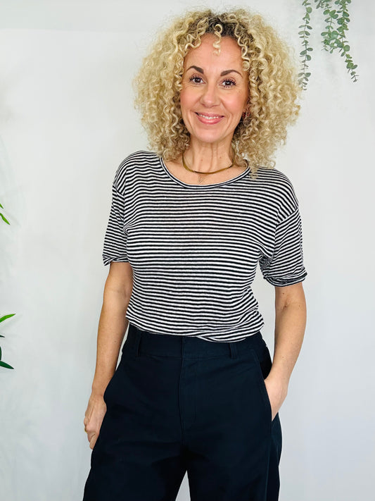 Striped Linen Tee - Size XS