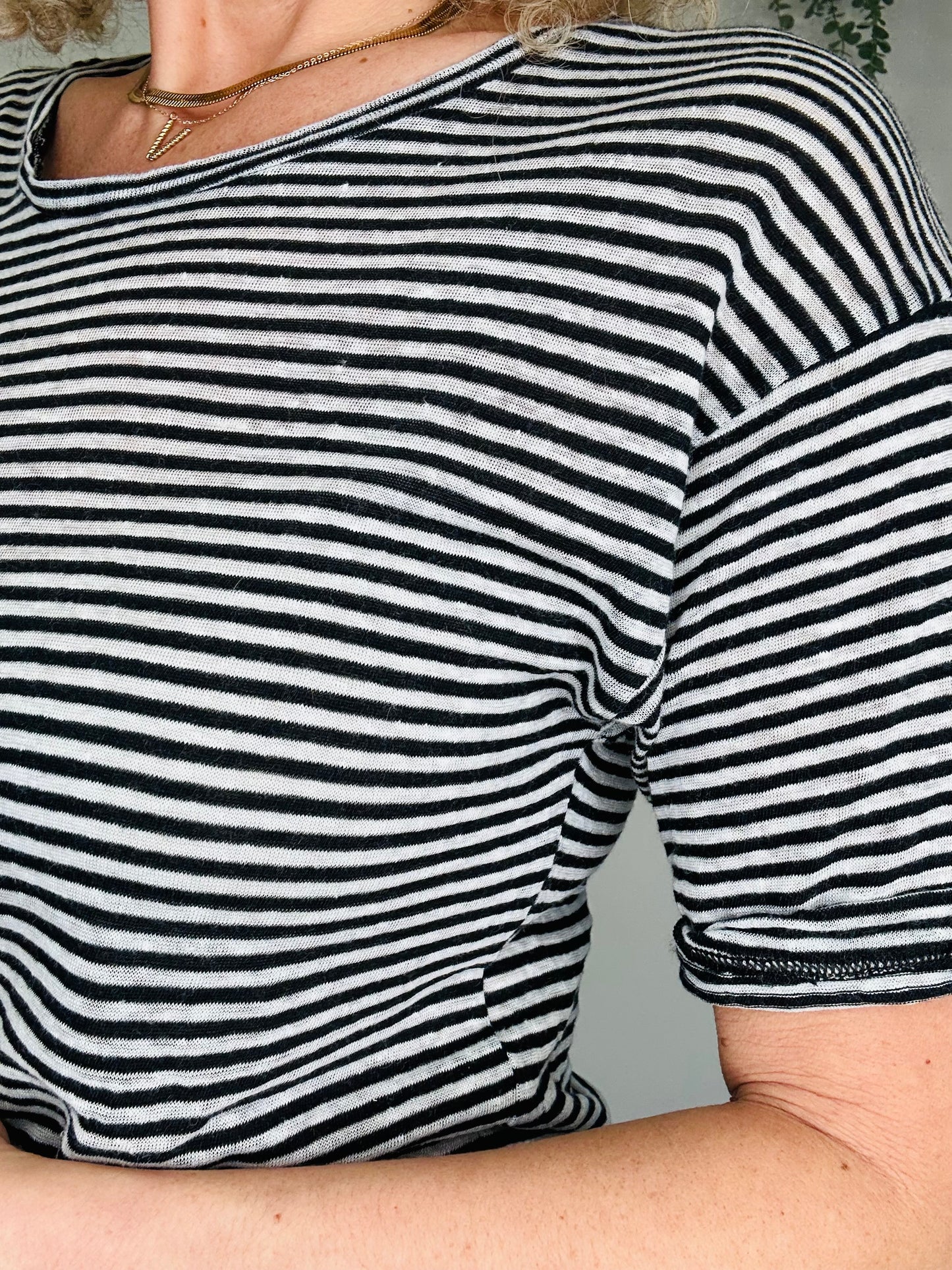 Striped Linen Tee - Size XS