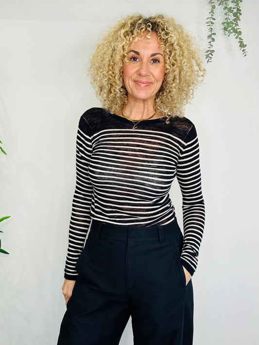 Striped Linen Top - Size 38