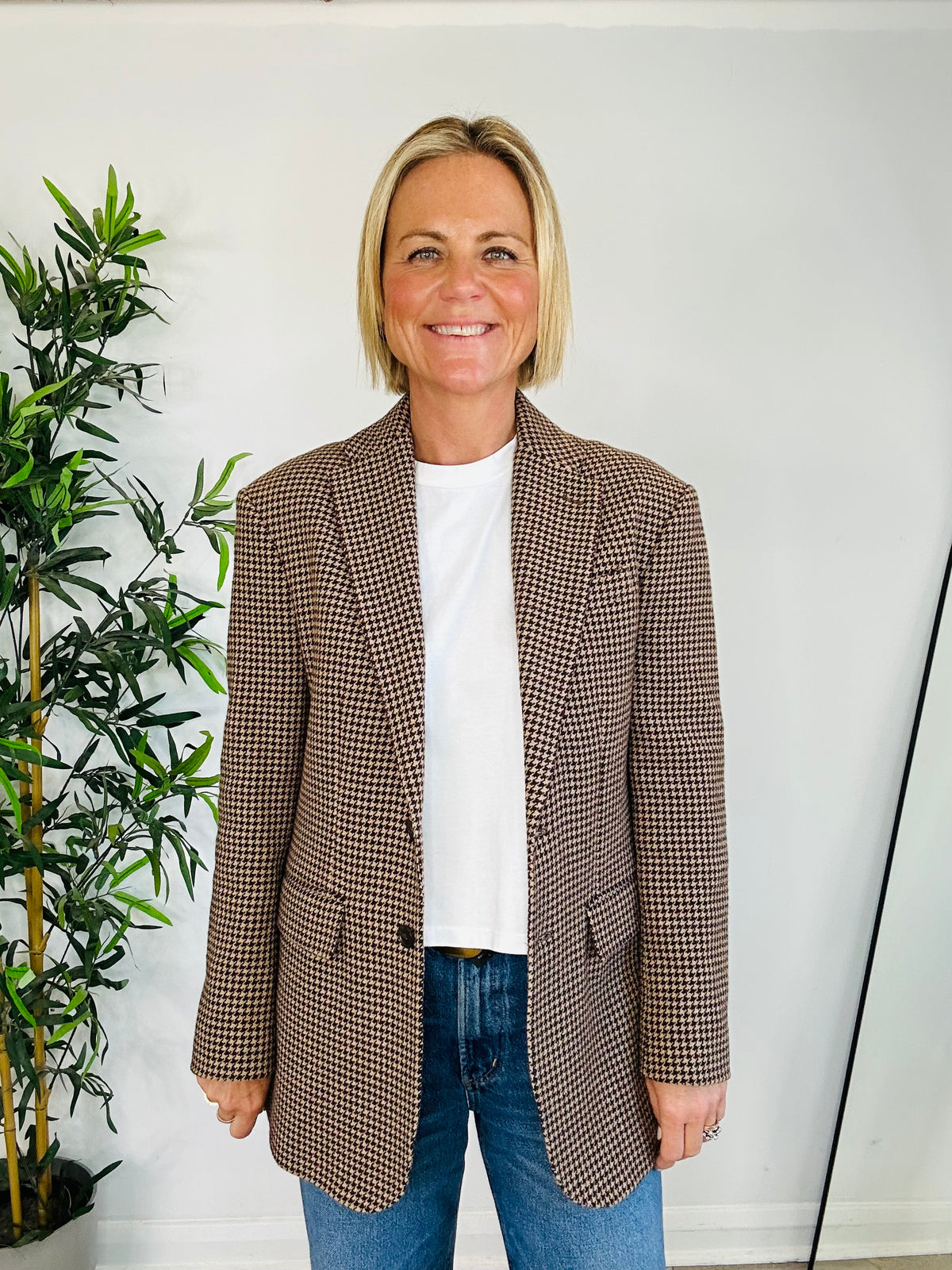 Houndstooth Check Blazer - Size 2