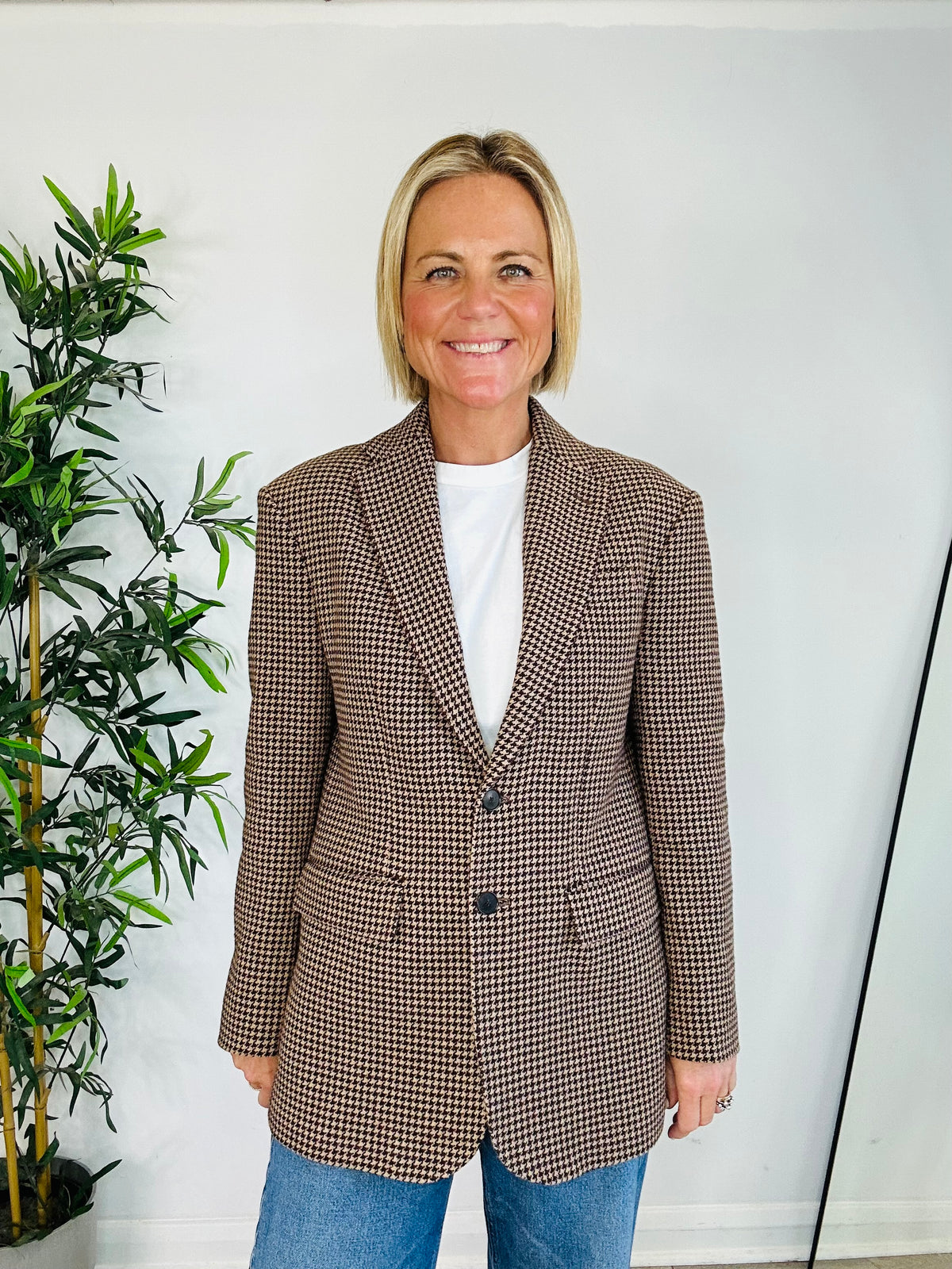Houndstooth Check Blazer - Size 2