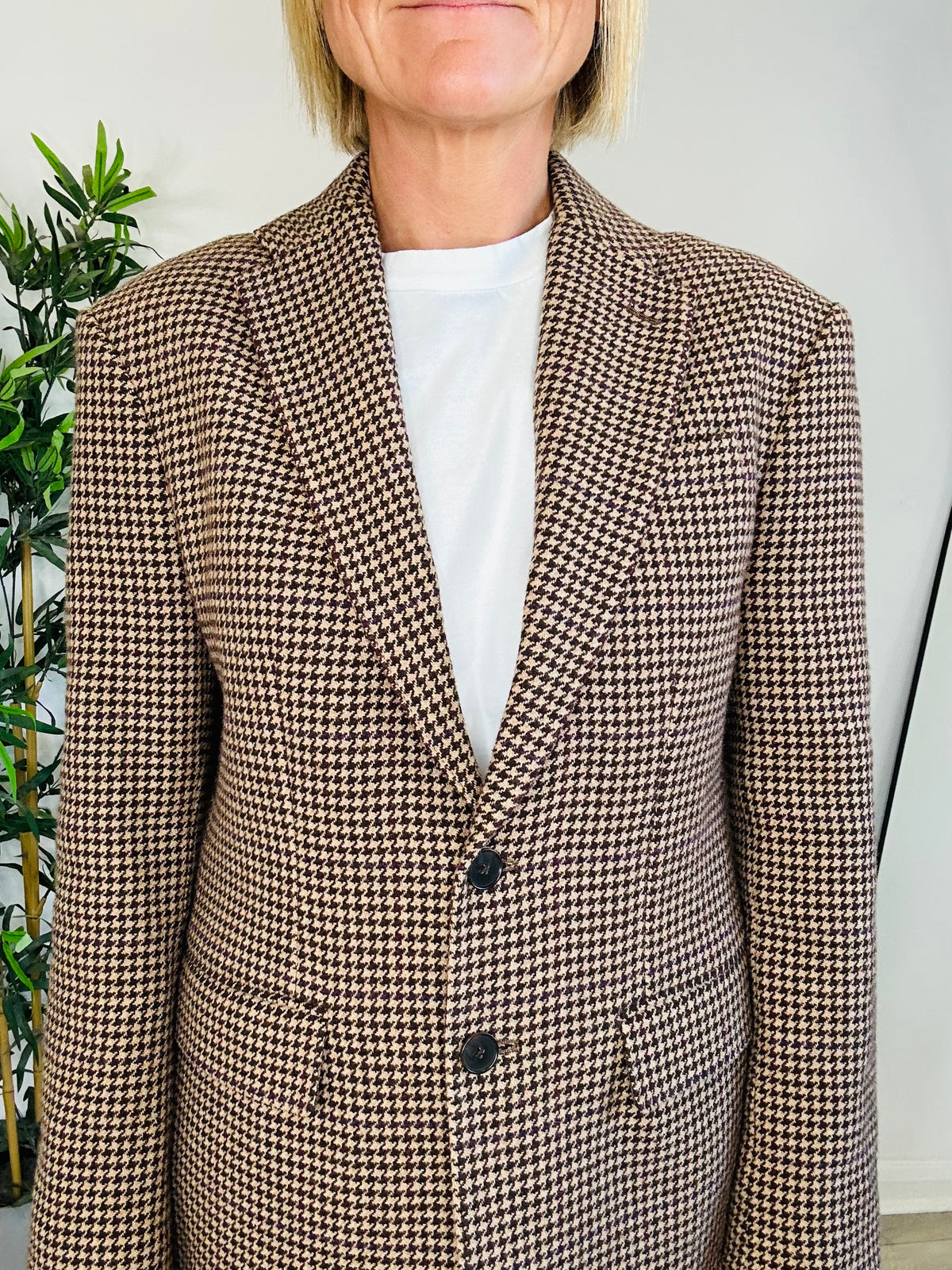 Houndstooth Check Blazer - Size 2