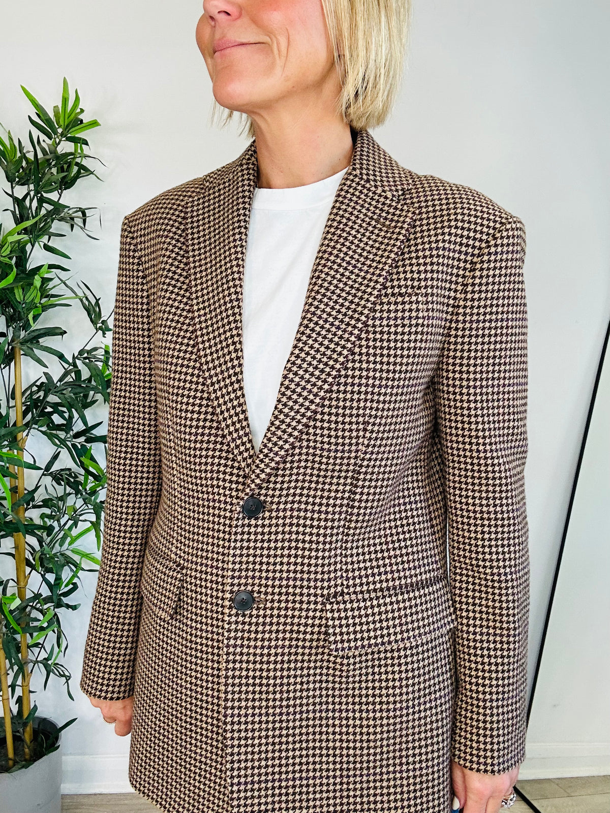 Houndstooth Check Blazer - Size 2