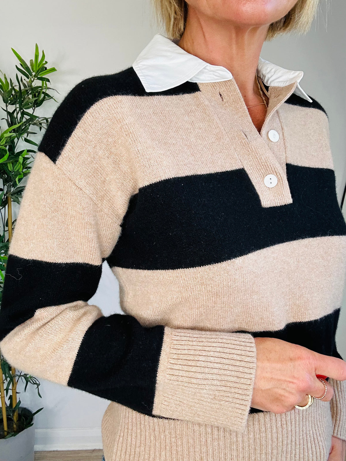 Striped Rugby Jumper - Size XS