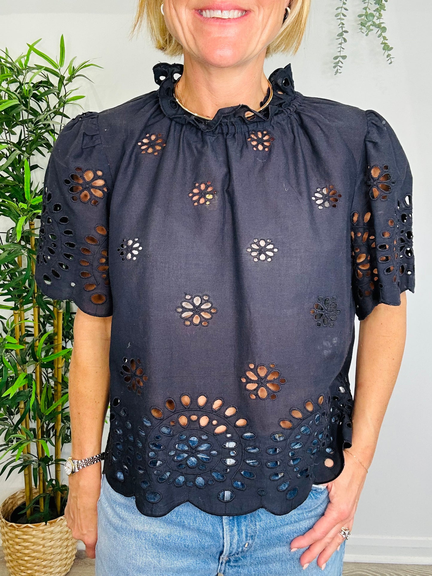 Darlene Broderie Blouse - Size 38