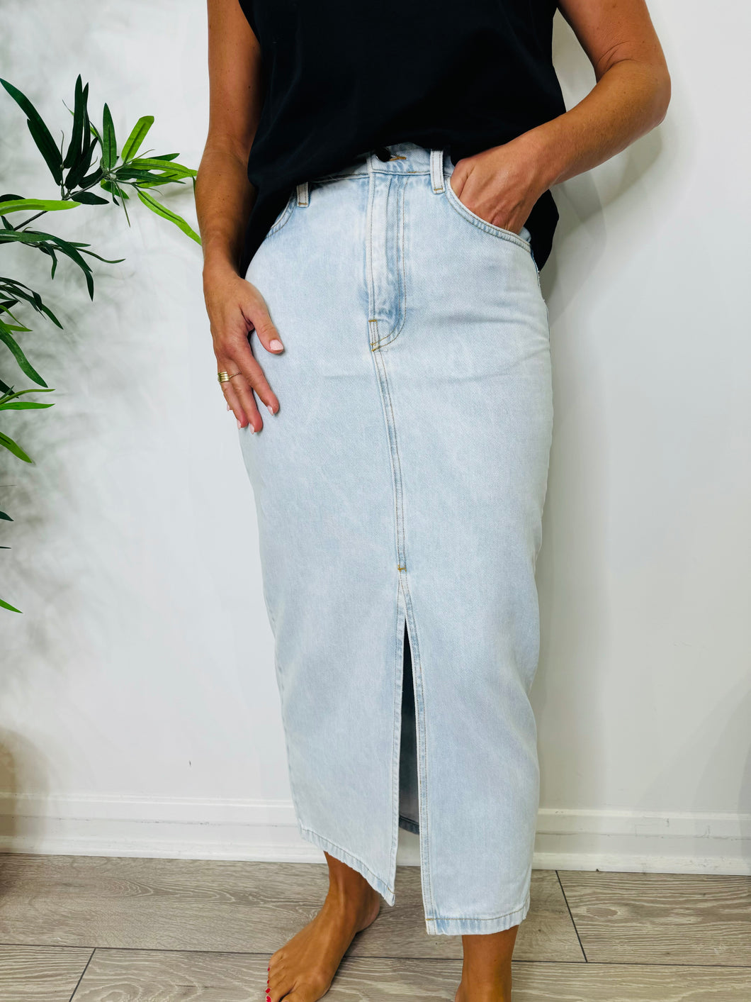 Denim Midi Skirt - Size 36