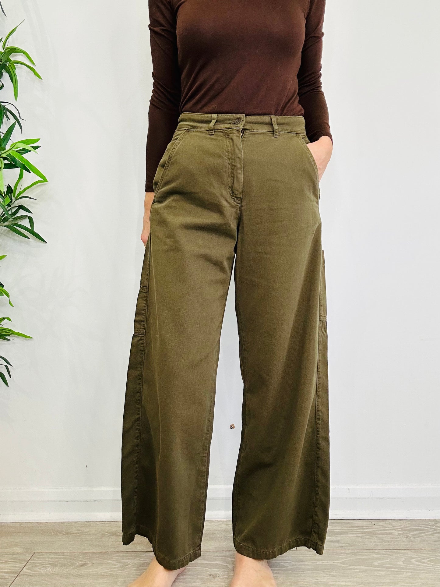 Wide Leg Cargo Trousers - Size 10