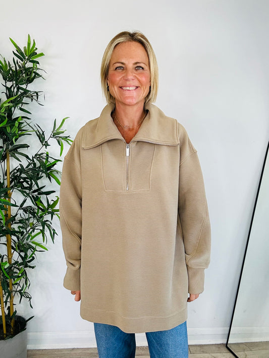 Ribbed Half Zip Jumper - Size L