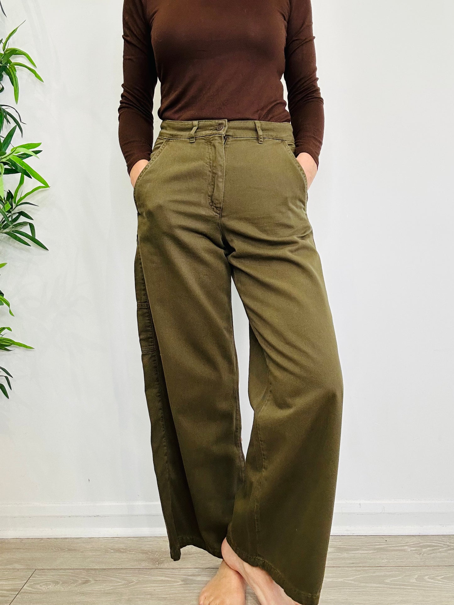 Wide Leg Cargo Trousers - Size 10