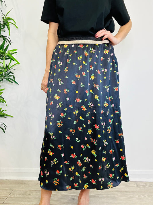 Floral Silk Skirt - Size 4