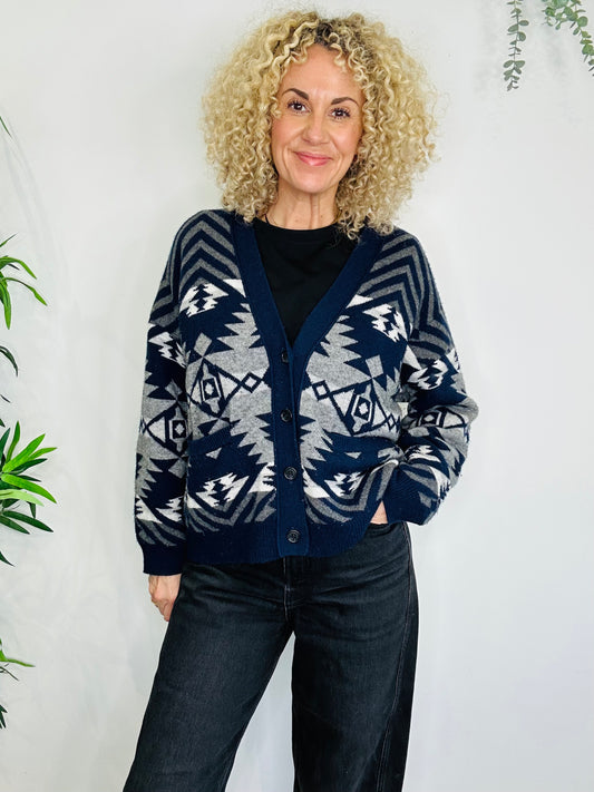 Aztec Patterned Cardigan - Size 2