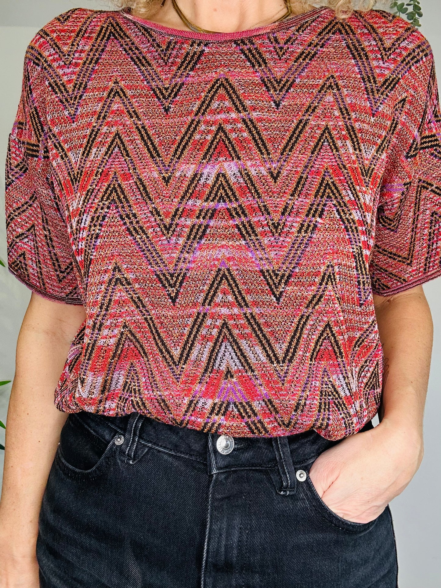 Metallic Knit Top - Size L