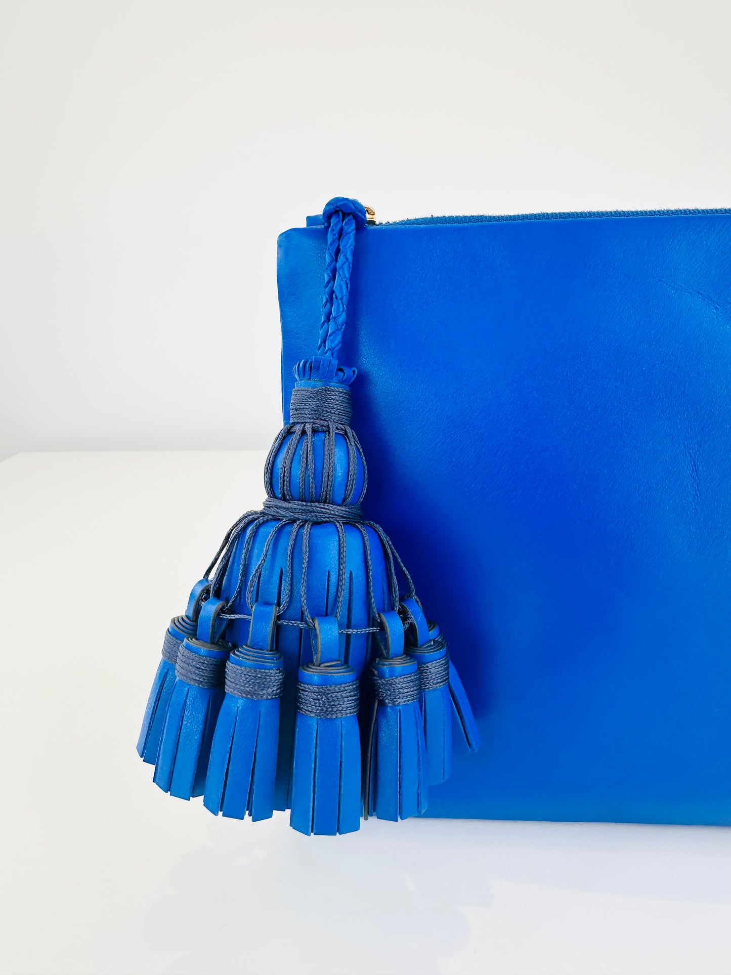 Leather Tassel Clutch