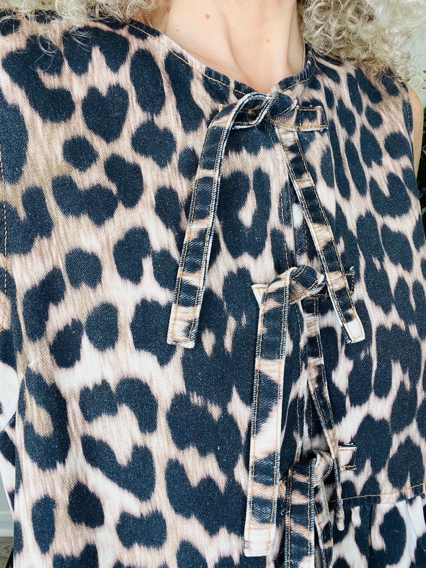 Sleeveless Leopard Print Dress - Size 40