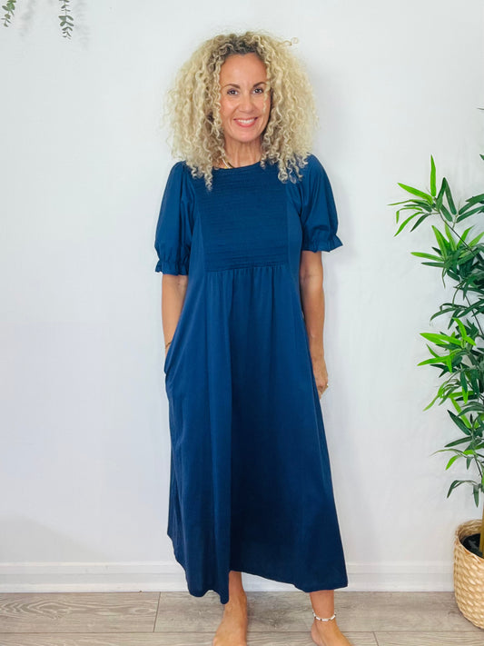 Shirred Cotton Dress - Size L