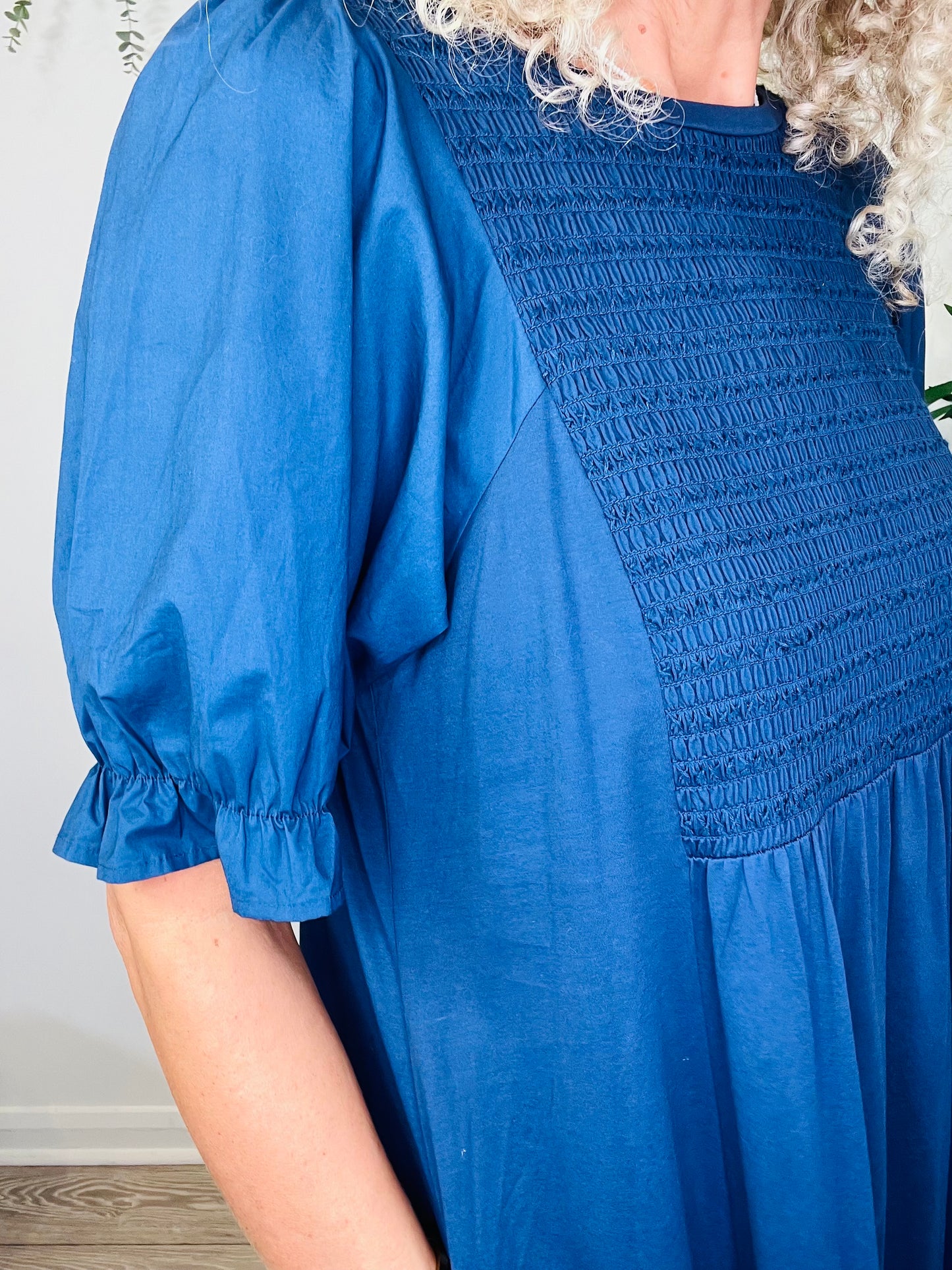 Shirred Cotton Dress - Size L