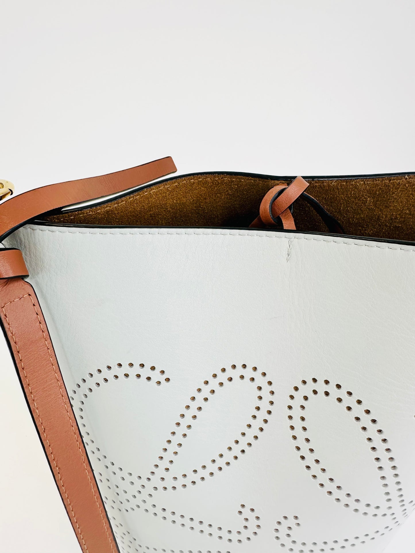 Gate Anagram Perforated Leather Bucket Bag