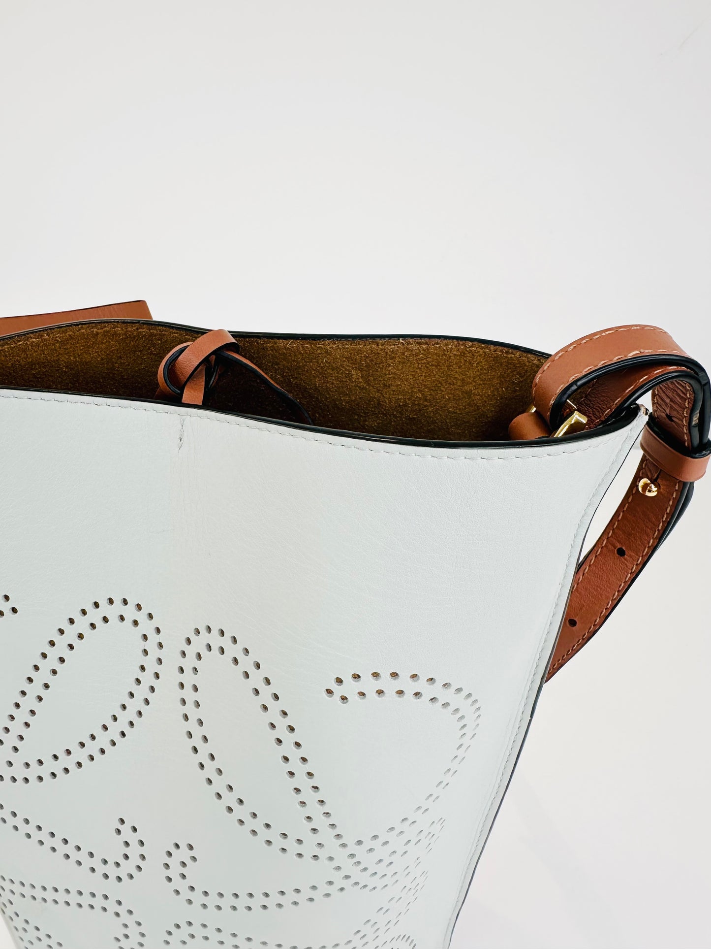 Gate Anagram Perforated Leather Bucket Bag
