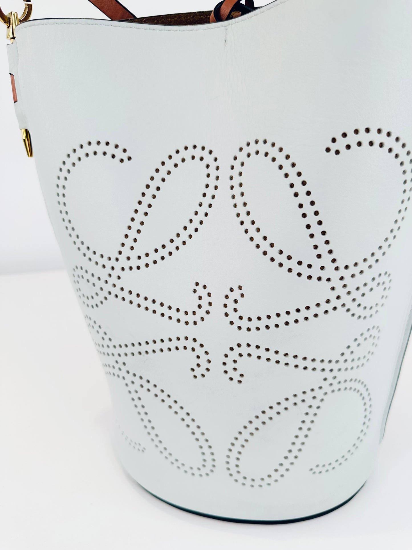 Gate Anagram Perforated Leather Bucket Bag